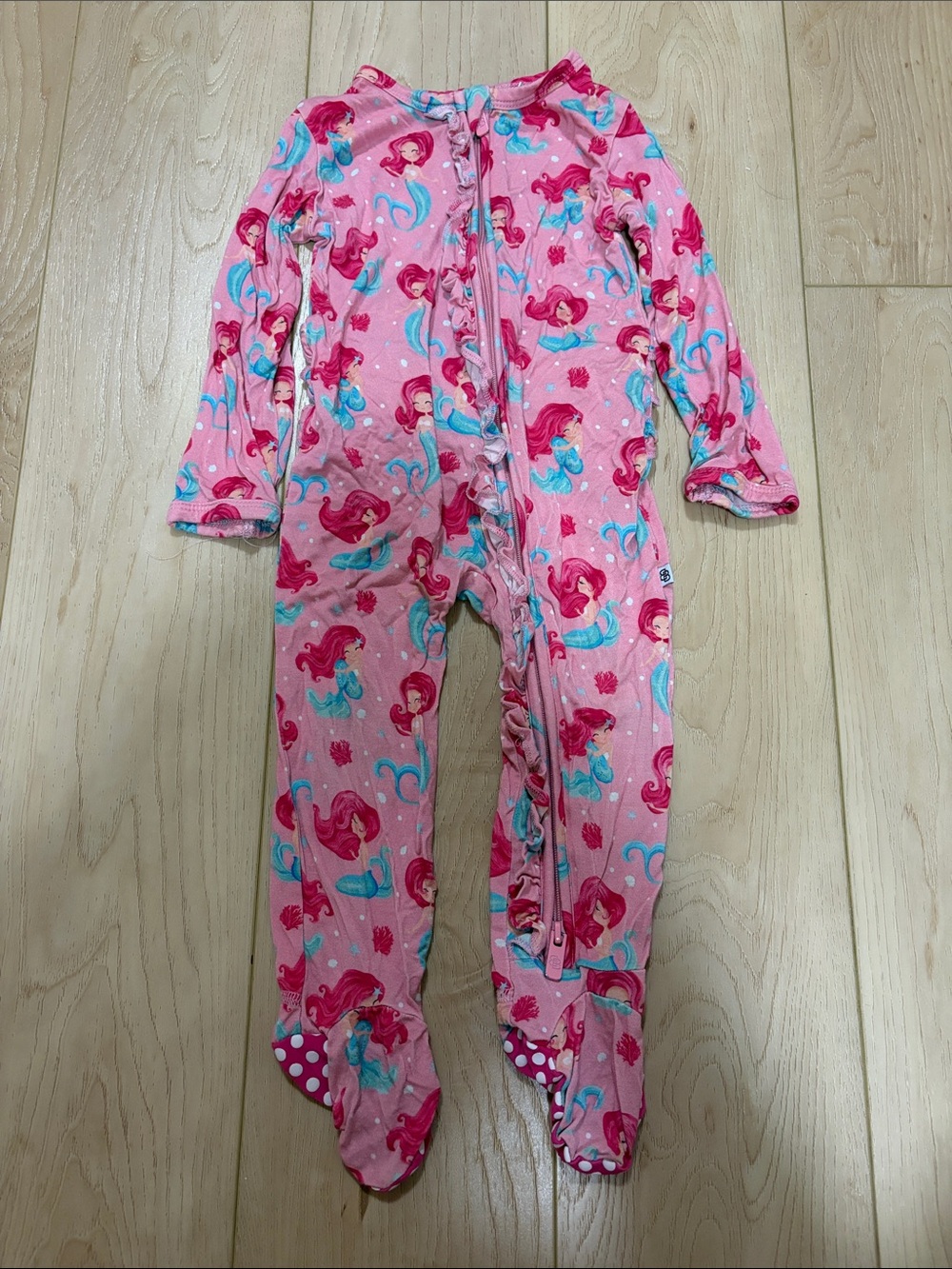 Little Bum Bums Mermaid Print Bamboo Footie Sleeper, 18-24mo